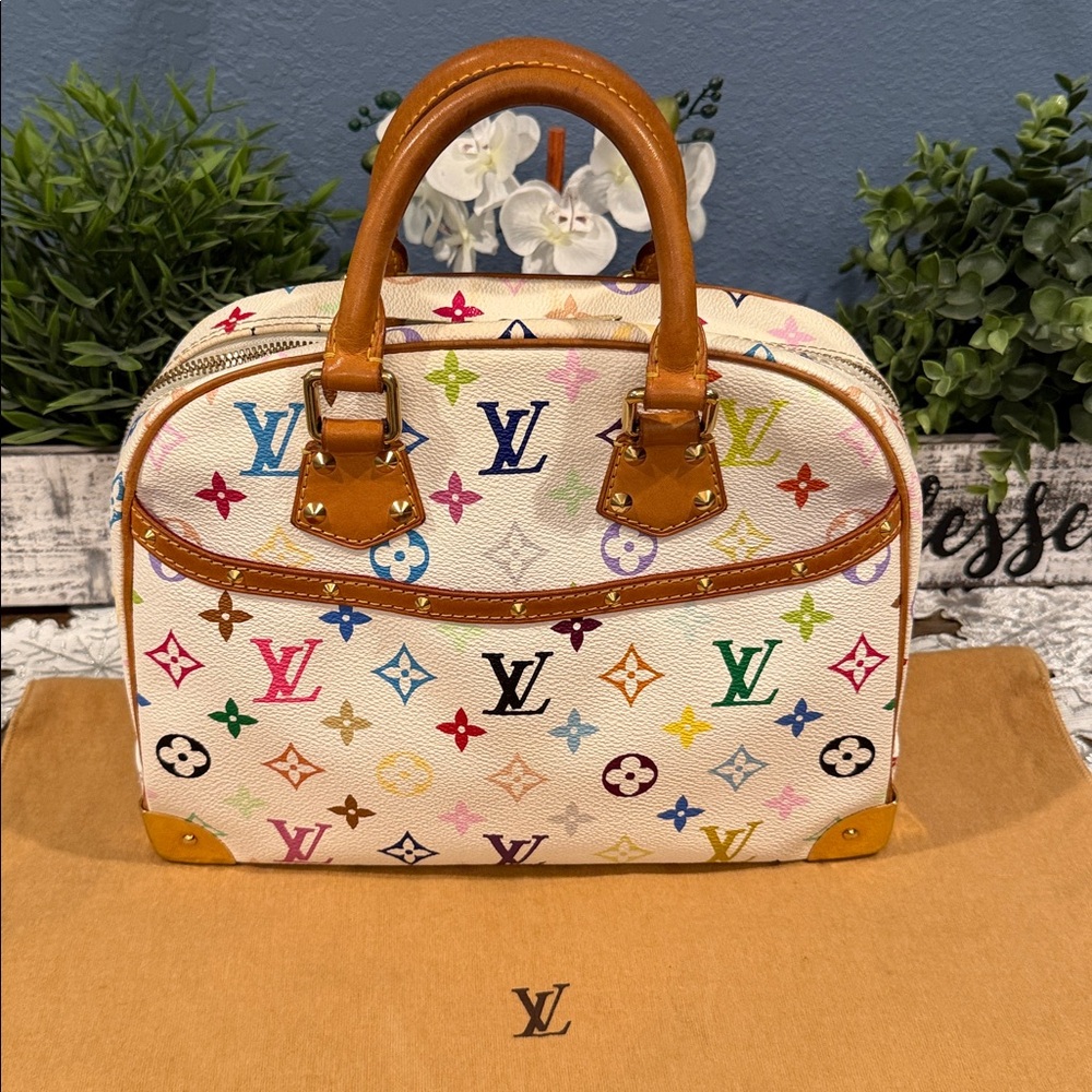 🔥Louis Vuitton Multicolor trouville Takashi Murakami hand bag
